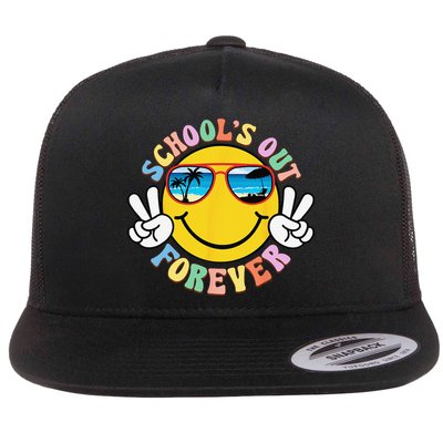 Retro Groovy School's Out Forever Retired Teacher Retirement Flatbill Hat