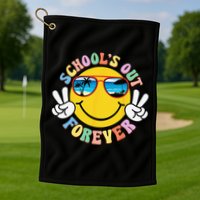 Retro Groovy School's Out Forever Retired Teacher Retirement Golf Towel