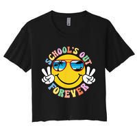 Retro Groovy School's Out Forever Retired Teacher Retirement Women's Crop Top Tee