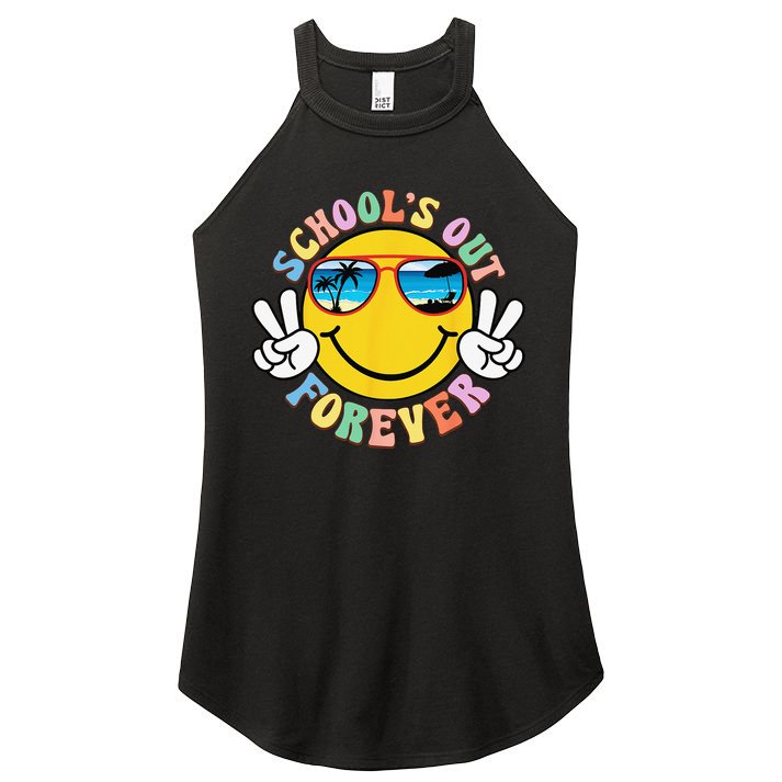 Retro Groovy School's Out Forever Retired Teacher Retirement Women's Perfect Tri Rocker Tank