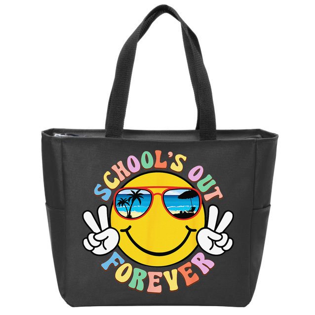 Retro Groovy School's Out Forever Retired Teacher Retirement Zip Tote Bag