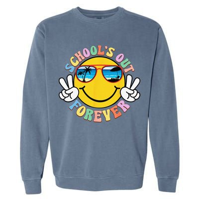 Retro Groovy School's Out Forever Retired Teacher Retirement Garment-Dyed Sweatshirt