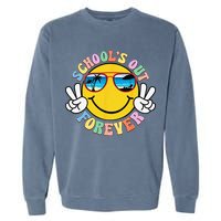 Retro Groovy School's Out Forever Retired Teacher Retirement Garment-Dyed Sweatshirt
