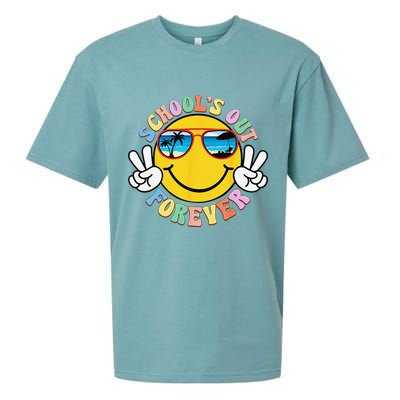 Retro Groovy School's Out Forever Retired Teacher Retirement Sueded Cloud Jersey T-Shirt