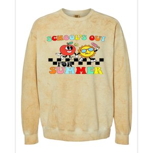 Retro Groovy School's Out For Summer Graduation Teacher Colorblast Crewneck Sweatshirt