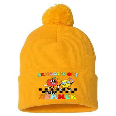 Retro Groovy School's Out For Summer Graduation Teacher Pom Pom 12in Knit Beanie