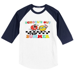 Retro Groovy School's Out For Summer Graduation Teacher Baseball Sleeve Shirt