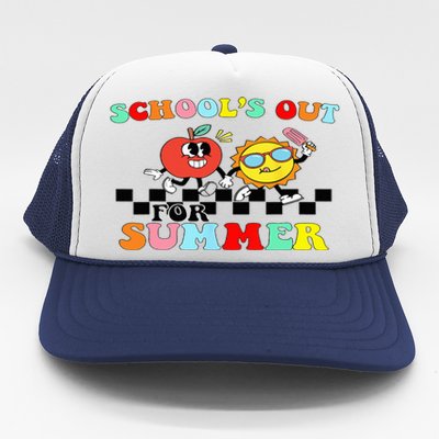 Retro Groovy School's Out For Summer Graduation Teacher Trucker Hat