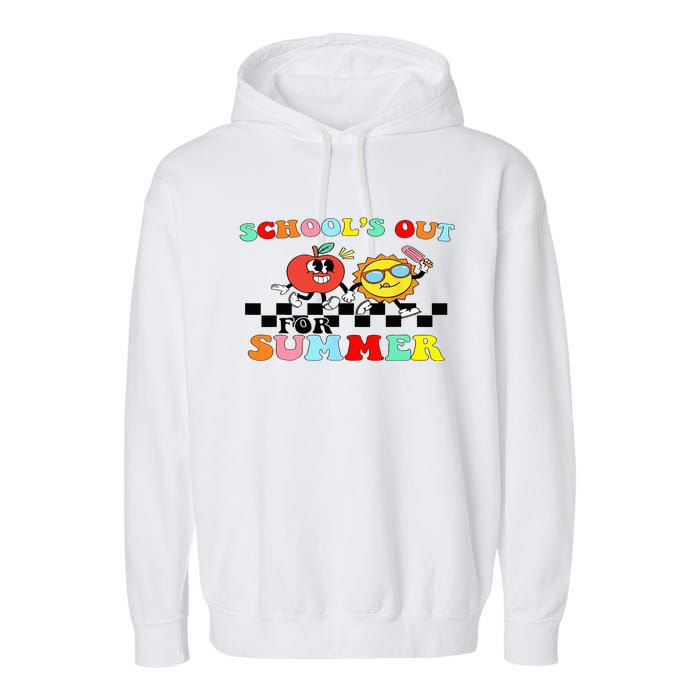 Retro Groovy School's Out For Summer Graduation Teacher Garment-Dyed Fleece Hoodie