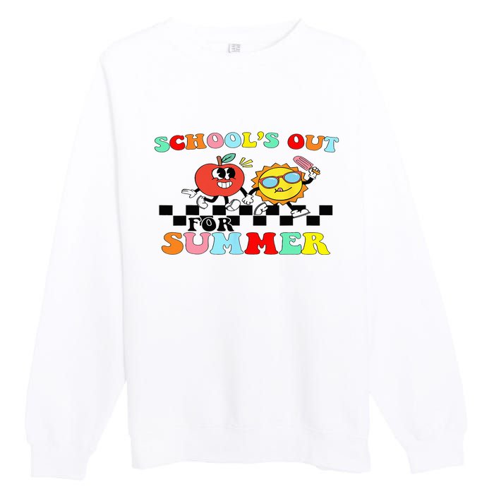 Retro Groovy School's Out For Summer Graduation Teacher Premium Crewneck Sweatshirt