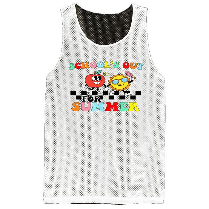 Retro Groovy School's Out For Summer Graduation Teacher Mesh Reversible Basketball Jersey Tank