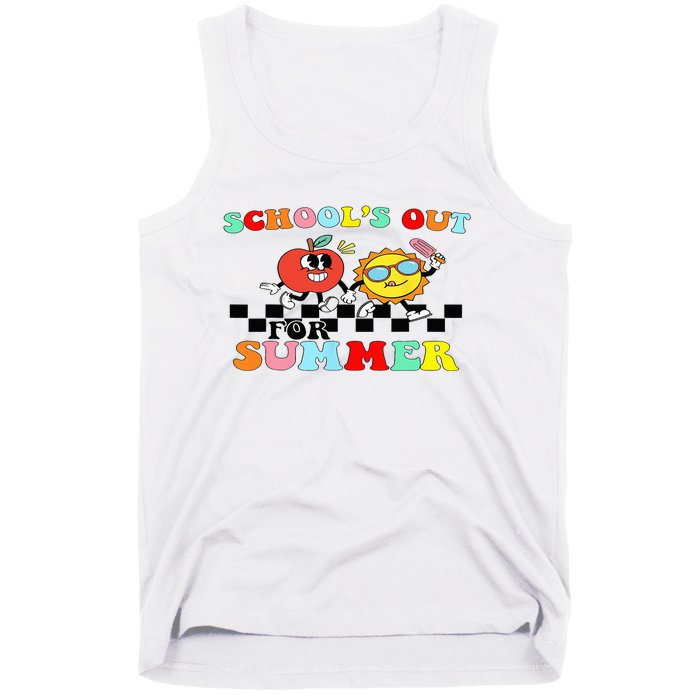 Retro Groovy School's Out For Summer Graduation Teacher Tank Top