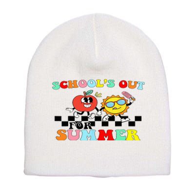 Retro Groovy School's Out For Summer Graduation Teacher Short Acrylic Beanie