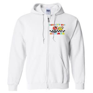 Retro Groovy School's Out For Summer Graduation Teacher Full Zip Hoodie