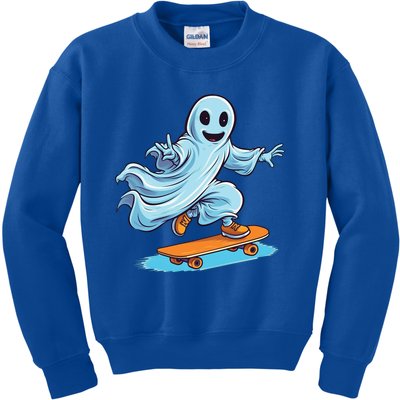 Retro Ghost Skateboard: Spooky Design For Halloween Lovers Gift Kids Sweatshirt