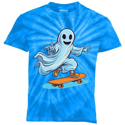 Retro Ghost Skateboard: Spooky Design For Halloween Lovers Gift Kids Tie-Dye T-Shirt