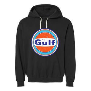 Retro Gas Station Gulf Motor Oil Car Bikes Garage Garment-Dyed Fleece Hoodie