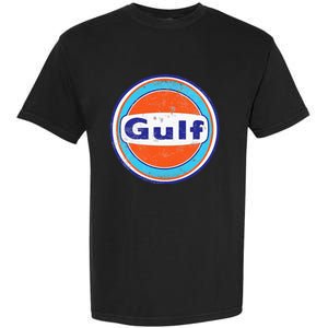 Retro Gas Station Gulf Motor Oil Car Bikes Garage Garment-Dyed Heavyweight T-Shirt