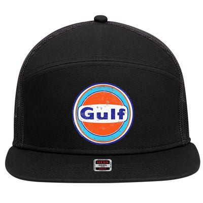 Retro Gas Station Gulf Motor Oil Car Bikes Garage 7 Panel Mesh Trucker Snapback Hat