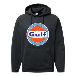 Retro Gas Station Gulf Motor Oil Car Bikes Garage Performance Fleece Hoodie