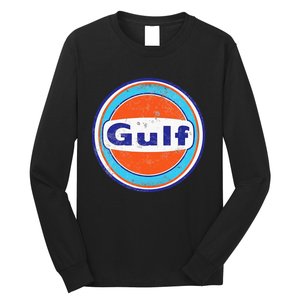 Retro Gas Station Gulf Motor Oil Car Bikes Garage Long Sleeve Shirt