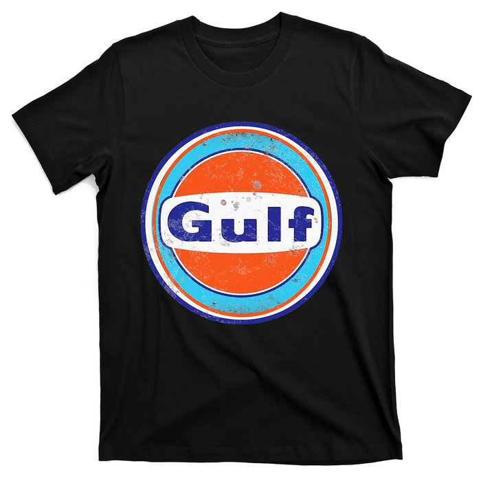 Retro Gas Station Gulf Motor Oil Car Bikes Garage T-Shirt