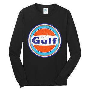 Retro Gas Station Gulf Motor Oil Car Bikes Garage Tall Long Sleeve T-Shirt