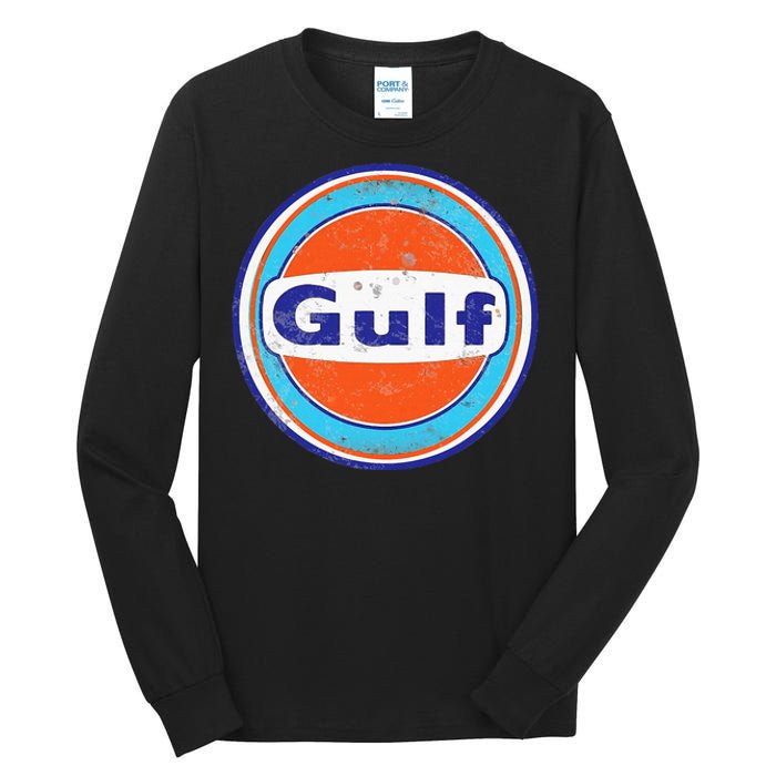 Retro Gas Station Gulf Motor Oil Car Bikes Garage Tall Long Sleeve T-Shirt