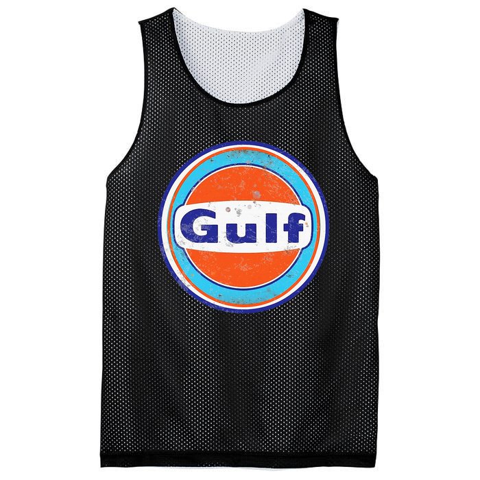 Retro Gas Station Gulf Motor Oil Car Bikes Garage Mesh Reversible Basketball Jersey Tank