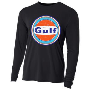 Retro Gas Station Gulf Motor Oil Car Bikes Garage Cooling Performance Long Sleeve Crew