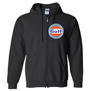 Retro Gas Station Gulf Motor Oil Car Bikes Garage Full Zip Hoodie