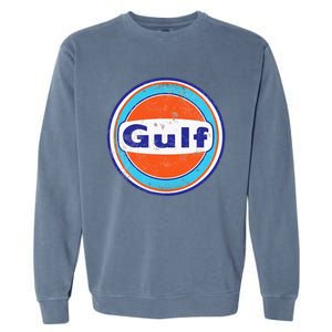 Retro Gas Station Gulf Motor Oil Car Bikes Garage Garment-Dyed Sweatshirt