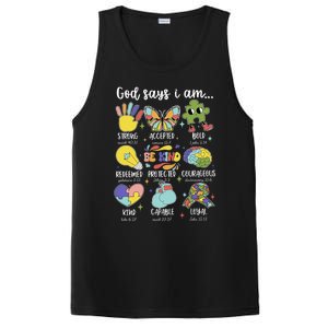 Retro God Says I Am Autism Be Kind Puzzle Autism Awareness Gift PosiCharge Competitor Tank