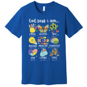 Retro God Says I Am Autism Be Kind Puzzle Autism Awareness Gift Premium T-Shirt