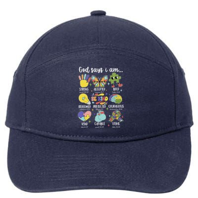 Retro God Says I Am Autism Be Kind Puzzle Autism Awareness Gift 7-Panel Snapback Hat