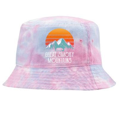 Retro Great Smoky Mountains National Park Bear Vintage Gift Tie-Dyed Bucket Hat