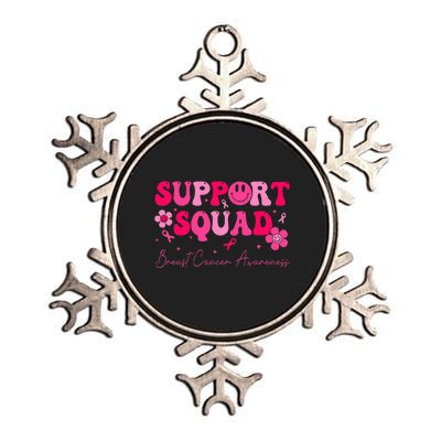 Retro Groovy Support Squad Breast Cancer Awareness Metallic Star Ornament