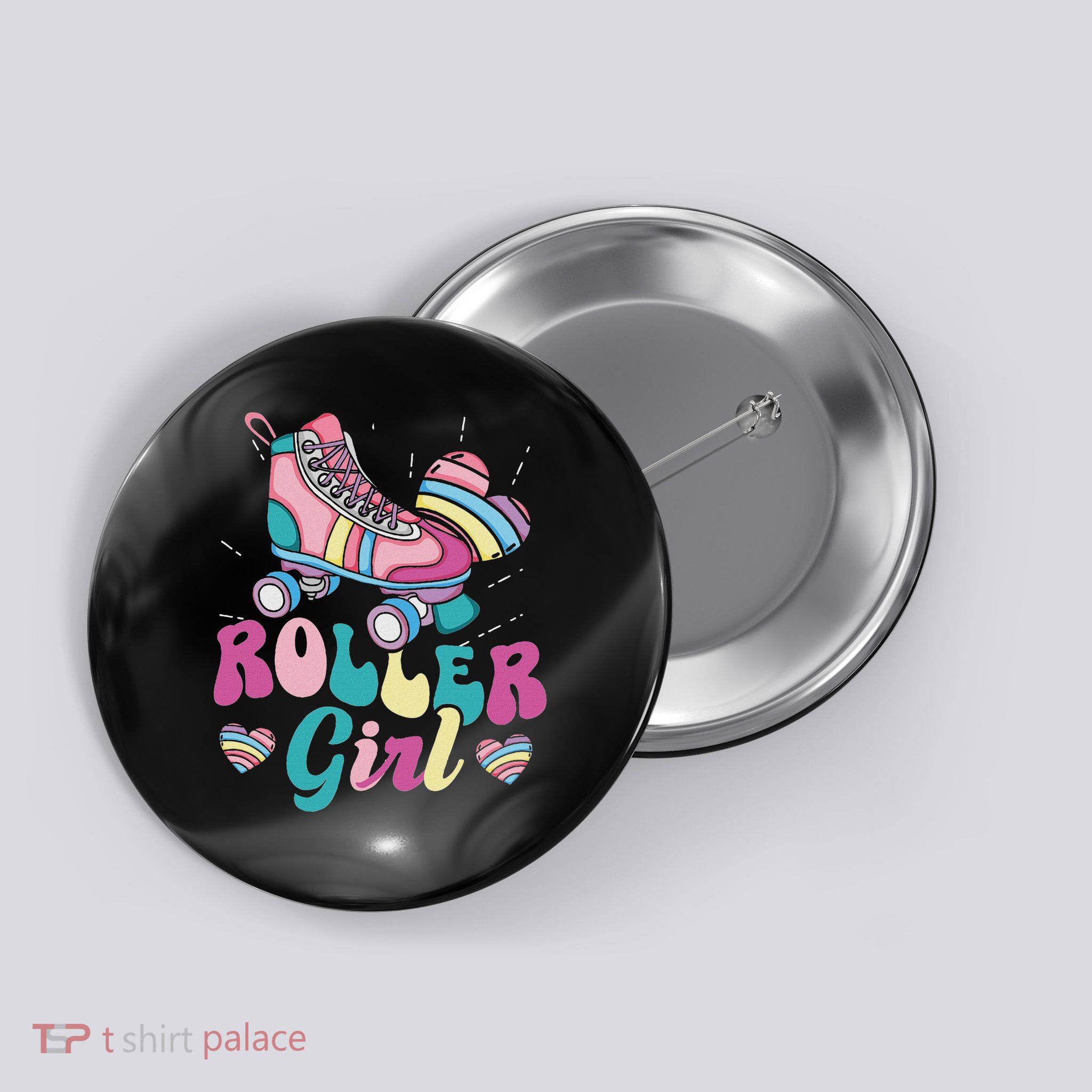 Roller Girl Skater Skating Retro Vintage 70s 80s 90s Skates Button