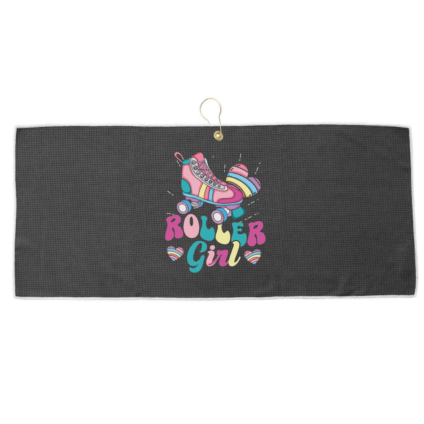 Roller Girl Skater Skating Retro Vintage 70s 80s 90s Skates Large Microfiber Waffle Golf Towel