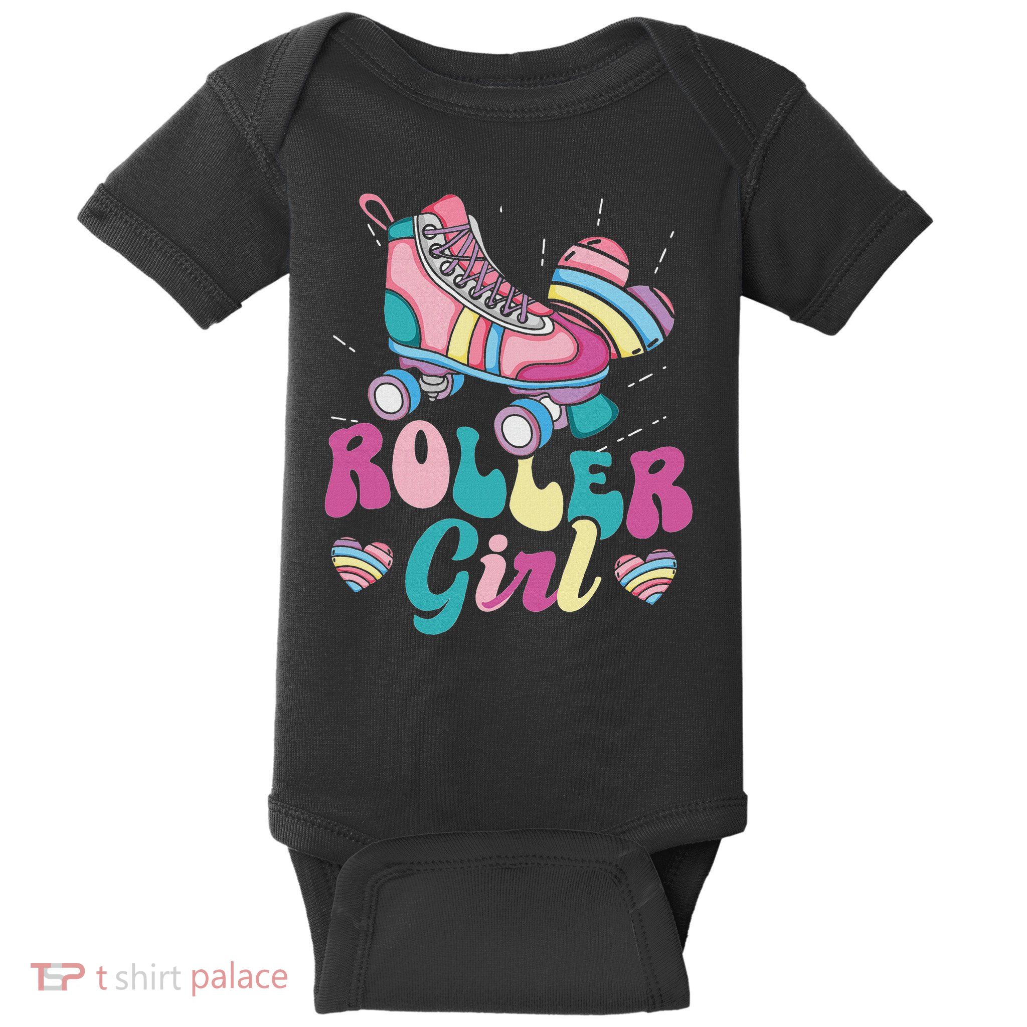 Roller Girl Skater Skating Retro Vintage 70s 80s 90s Skates Baby Bodysuit