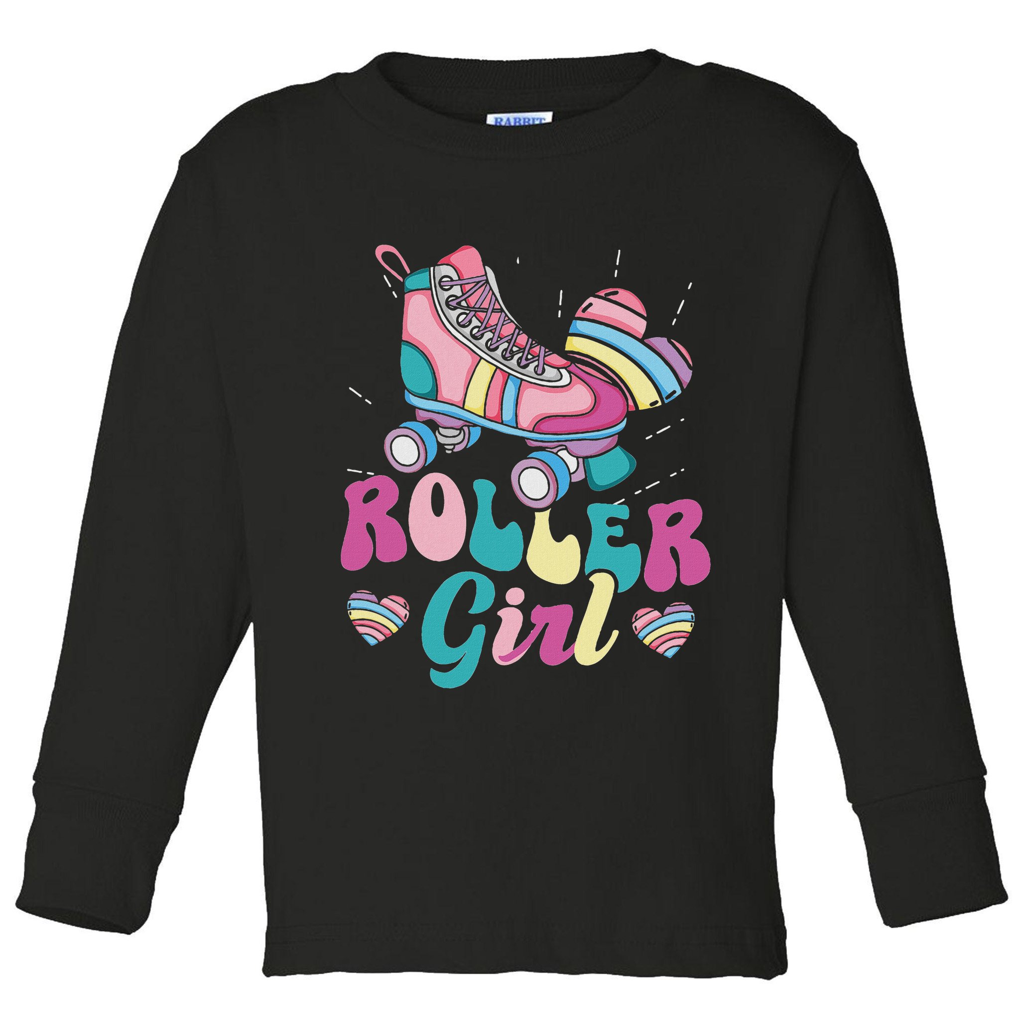 Roller Girl Skater Skating Retro Vintage 70s 80s 90s Skates Toddler Long Sleeve Shirt