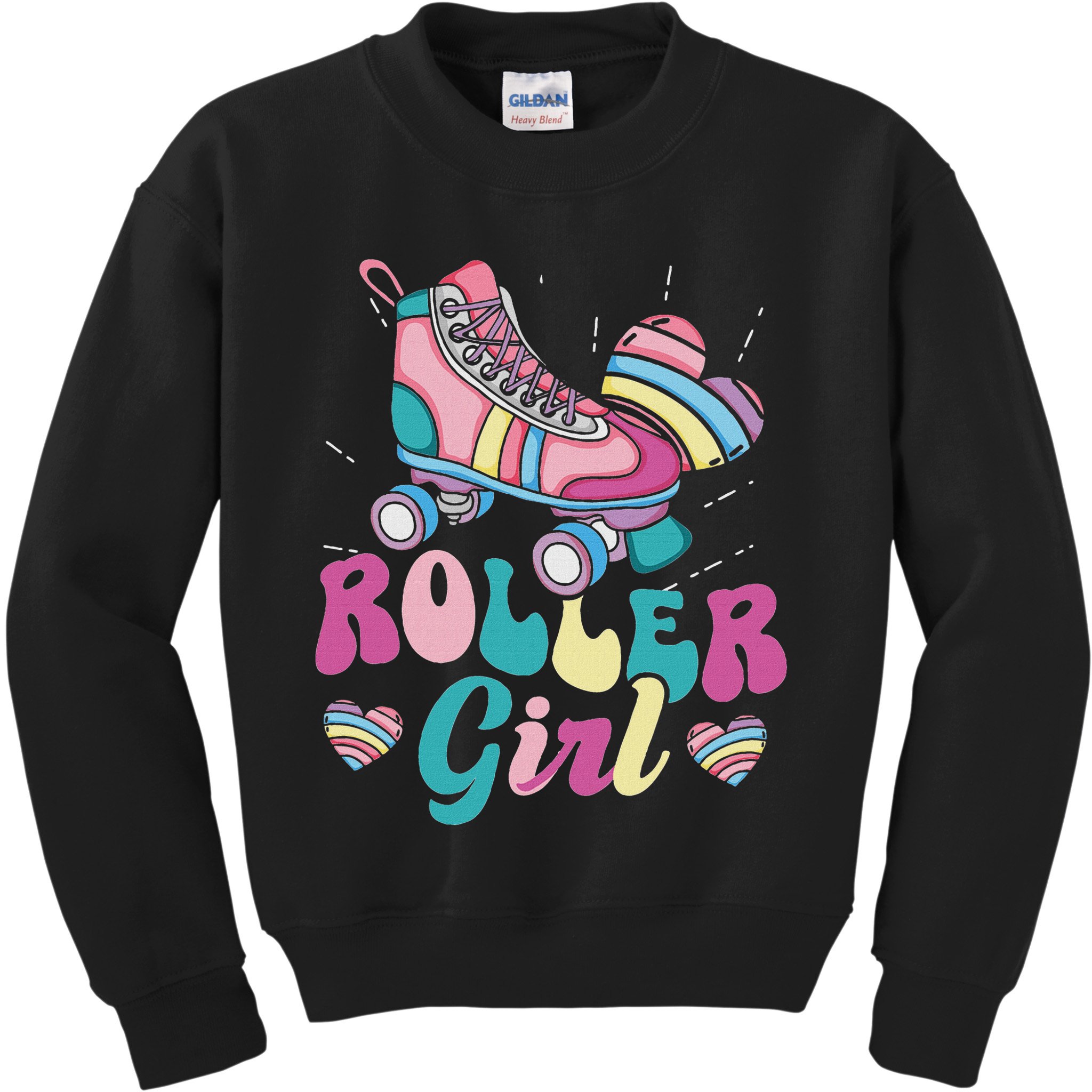 Roller Girl Skater Skating Retro Vintage 70s 80s 90s Skates Kids Sweatshirt