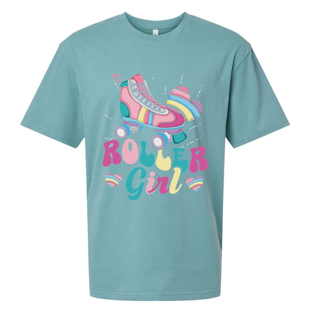 Roller Girl Skater Skating Retro Vintage 70s 80s 90s Skates Sueded Cloud Jersey T-Shirt