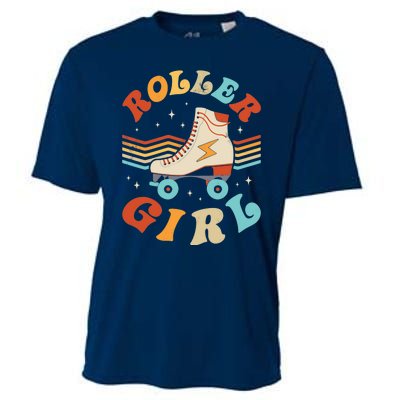 Roller Girl Skater Skating Retro Vintage 70s 80s Skates Cooling Performance Crew T-Shirt