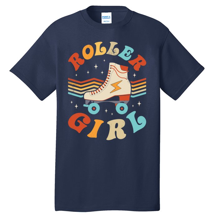 Roller Girl Skater Skating Retro Vintage 70s 80s Skates Tall T-Shirt