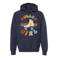 Roller Girl Skater Skating Retro Vintage 70s 80s Skates Premium Hoodie