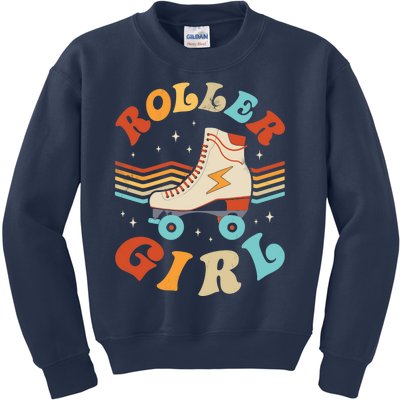 Roller Girl Skater Skating Retro Vintage 70s 80s Skates Kids Sweatshirt