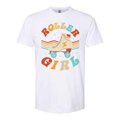 Roller Girl Skater Skating Retro Vintage 70s 80s Skates Softstyle CVC T-Shirt