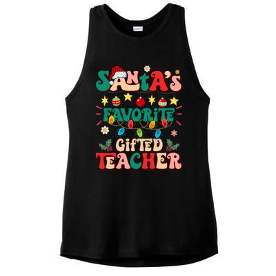 Retro Groovy SantaS Favorite Gifted Teacher Light Christmas Ladies PosiCharge Tri-Blend Wicking Tank