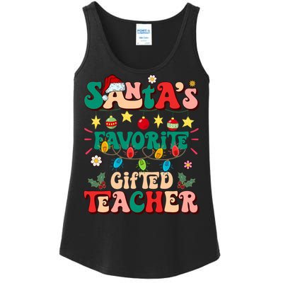 Retro Groovy SantaS Favorite Gifted Teacher Light Christmas Ladies Essential Tank